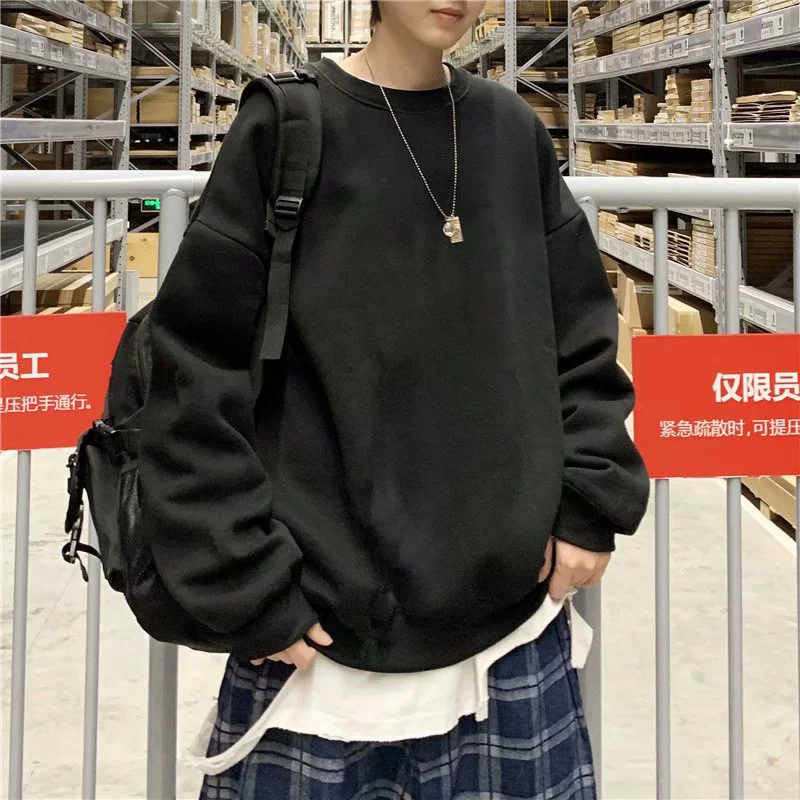 Свитер с круглым вырезом, Мужская Осенняя Студенческая бархатная Базовая рубашка в гонконгском стиле, свободная модная куртка в новом стиле на осень 2020