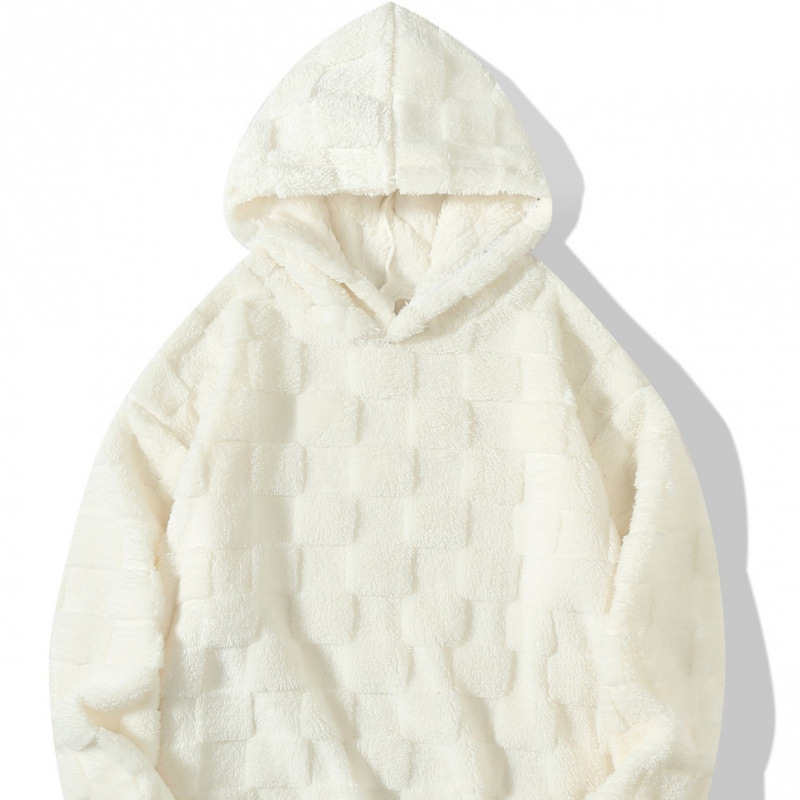 European Size Large Checkered Hooded Loose Sweatshirt Autumn And Winter Casual Plus Size Jacket_viptrois.com