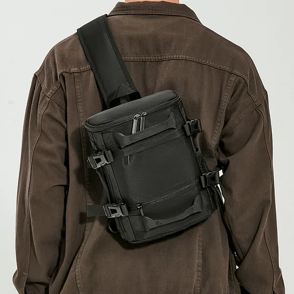 Men's Crossbody Bag, Trendy Japanese Style Large Capacity Chest Bag, Men's Functional Workwear Shoulder Bag, Unique Cycling Small Backpack