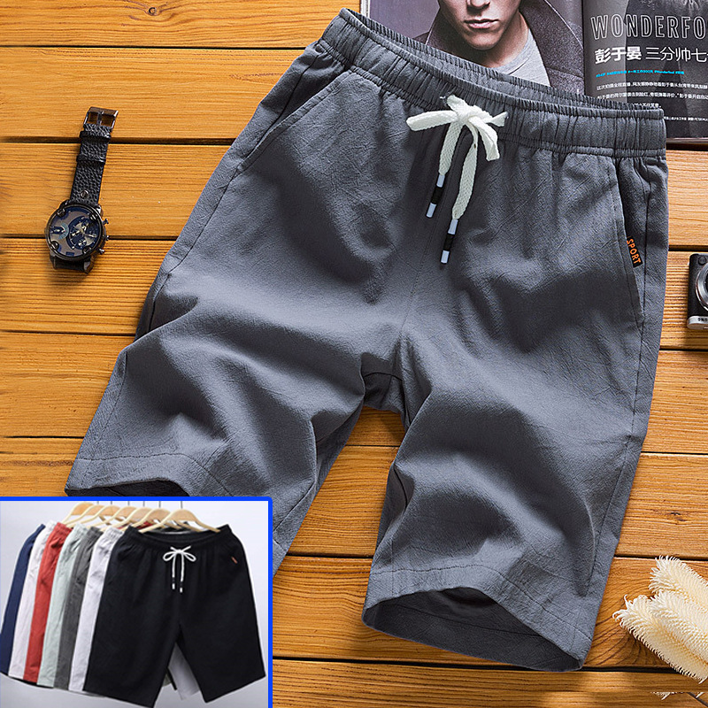 Men's Shorts Summer Large Size Outer Wear Pants Summer Boys Casual Cotton Linen Linen Beach Pants Men's Wear