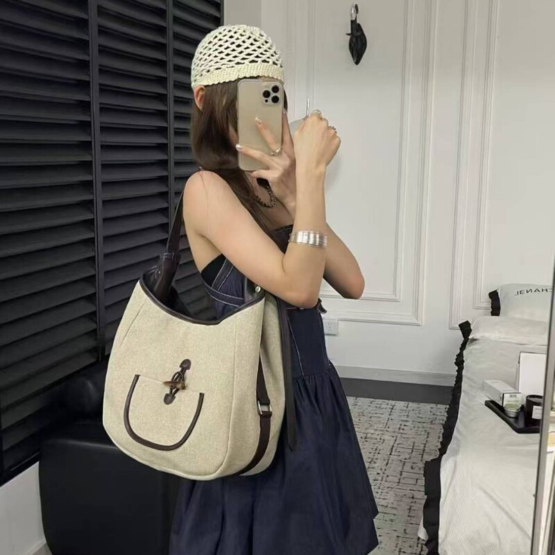 Tr Western Canvas Linen Saddle Bag 2025 New Large Capacity Single Shoulder Crossbody Tote Bag High-End Handbag Tr Western Canvas Linen Saddle Bag 2025 New Large Capacity Single Shoulder Crossbody Tote Bag High-End Handbag