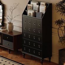 法式复古实木中古装饰柜杂志收纳柜创意书架多功能抽屉储物格子柜