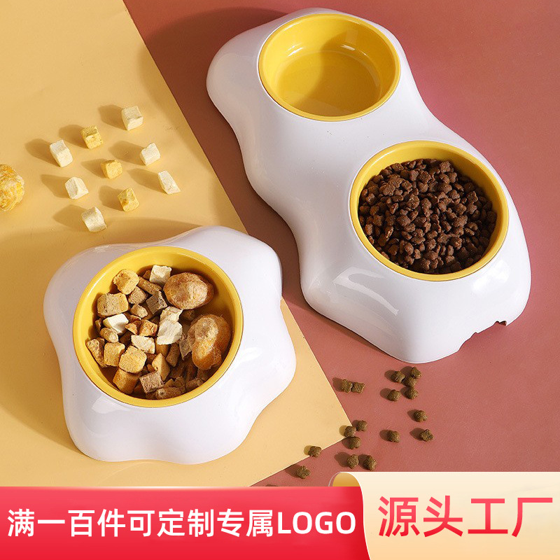 Logo personalizado Pituo original pet yolk doble tazón un solo tazón anti-volquear tazón gato tazón perro tazón de alimentación tazón mascota