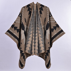 Thickened Ethnic Women's Shawl Autumn/Winter Retro Indian Style Warm Open Hem Mantle Coat Amazon Wholesale