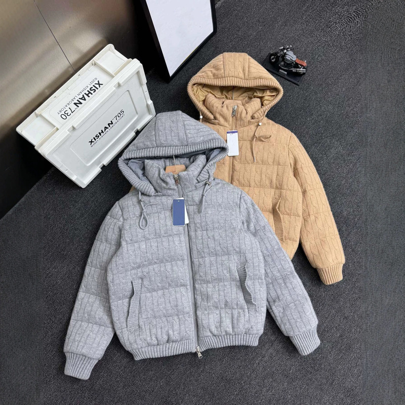 Cross-Border Rl Celebrity Style Fashionable Cable-Knit Wool Hooded down Jacket, a Stylish and Warm Item