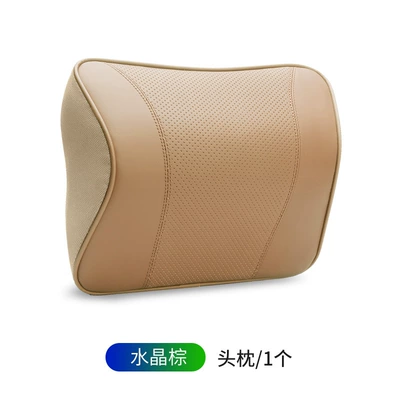 Cushion Car Memory Foam Pillow – Headrest - new-genuine-leather-memory-foam-headrest-crystal-brown-single