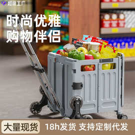 家用折叠购物车多功能可移动大号买菜收纳小拉车塑料大容量买菜车