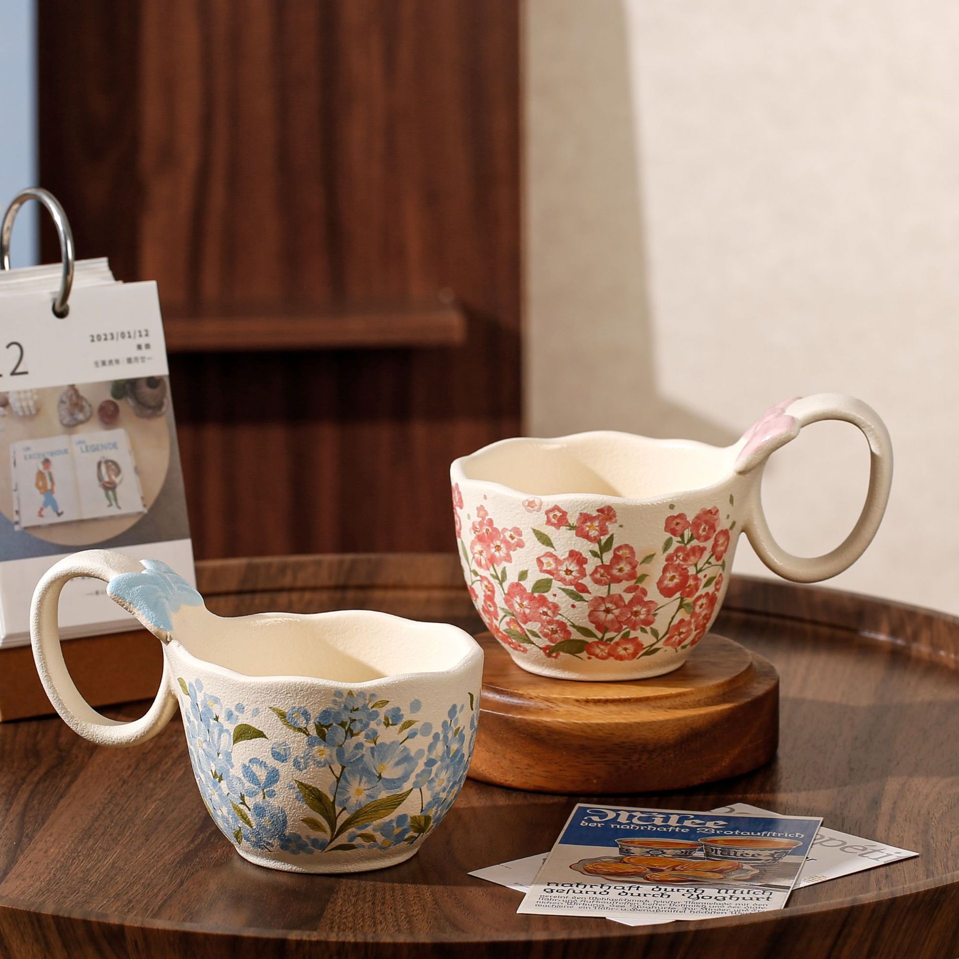 Creativo de alto valor floral taza de cerámica marca regalo de mano taza de desayuno personalidad regalo de la oficina taza de agua