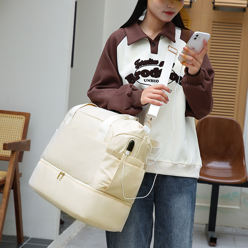 Fitness with large capacity, new women's yoga exercise dry wet separation waterproof shoulder bag, portable travel bag_voghion.com