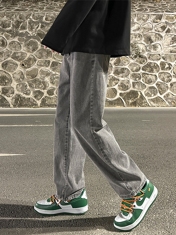 Smoky gray jeans men's loose wide-leg pants men's spring new Hong Kong style ins fashion brand straight trousers men Smoky gray jeans men's loose wide-leg pants men's spring new Hong Kong style ins fashion brand straight trousers men