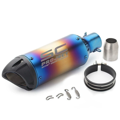 The new modified bombard Motorcycle exhaust pipe - bomb-cannon-duck-bill-half-blue