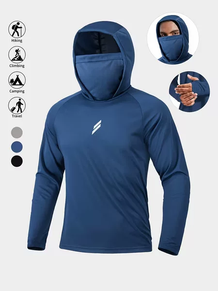 New cross-border summer sun protection clothing for men, tight-fitting, quick-drying, fishing sun protection suit, outdoor hooded mask fishing suit
