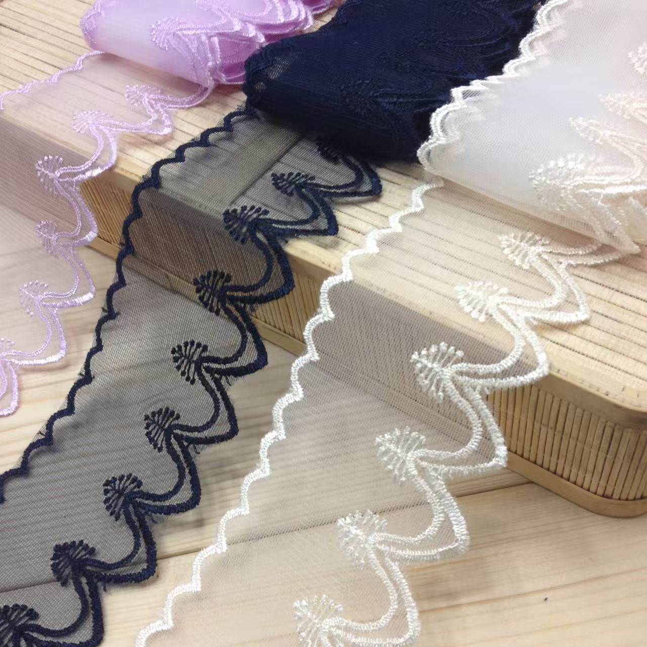 工厂直销7.5cm双边尖尖花蕾丝网纱花边 洛丽塔服装辅料