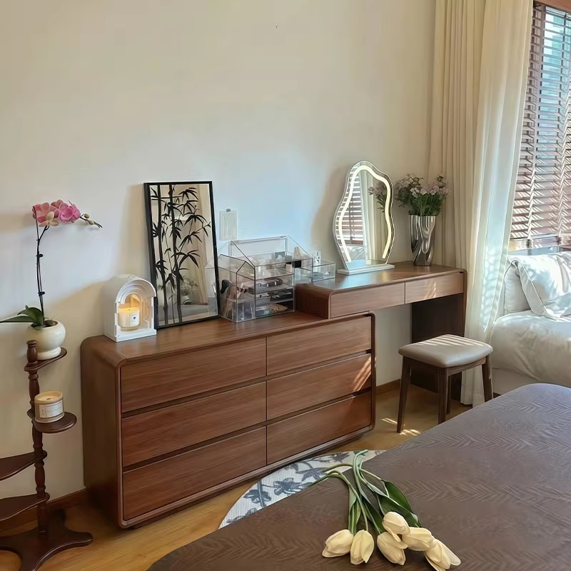 Yaxing nuevo estilo chino armario de tocador en un dormitorio estético de madera maciza mesa de maquillaje almacena armario de almacenamiento