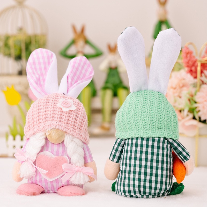 Transfronterizos nuevos artículos de decoración de Pascua primavera muñeca de conejo de Pascua muñeca sin cara enano de pie muñeca