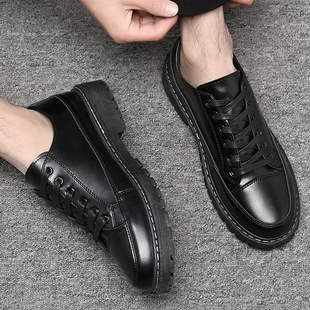 Spring and Summer Leather Shoes Men's All-match Men's Shoes Casual Shoes Waterproof Chef Shoes Black Work Shoes Korean Style Martin Shoes Men