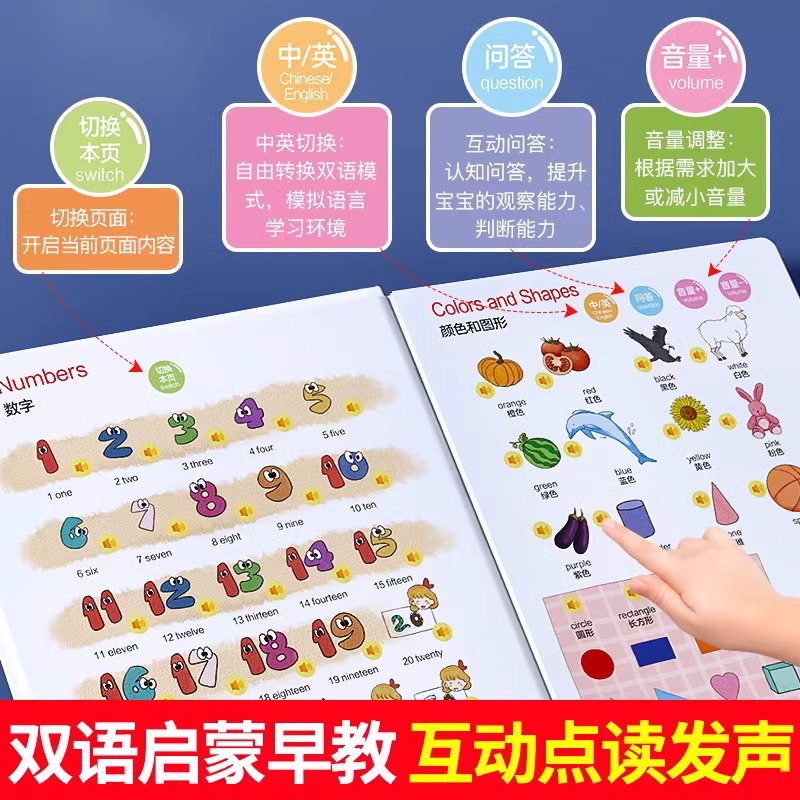 Children's English Point Reading Voice Book Kindergarten Primary School Textbook English Words Enlightenment Audio Picture Book 3