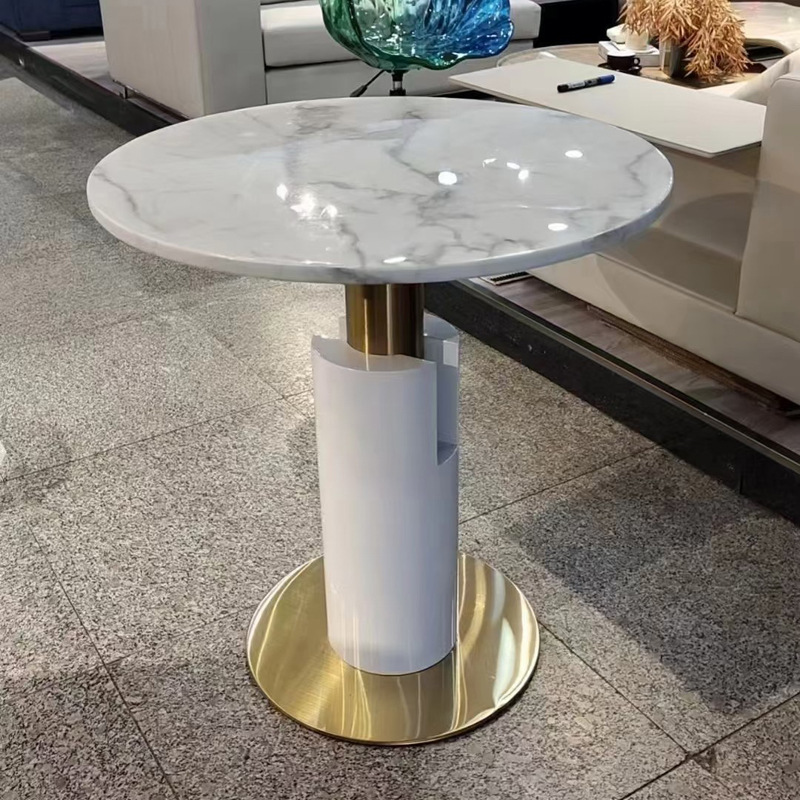 Light Luxury Milk Tea Shop Marble Small Round Table Hotel Leisure Area Negotiation Table Small Table Coffee Shop Rock Board Table