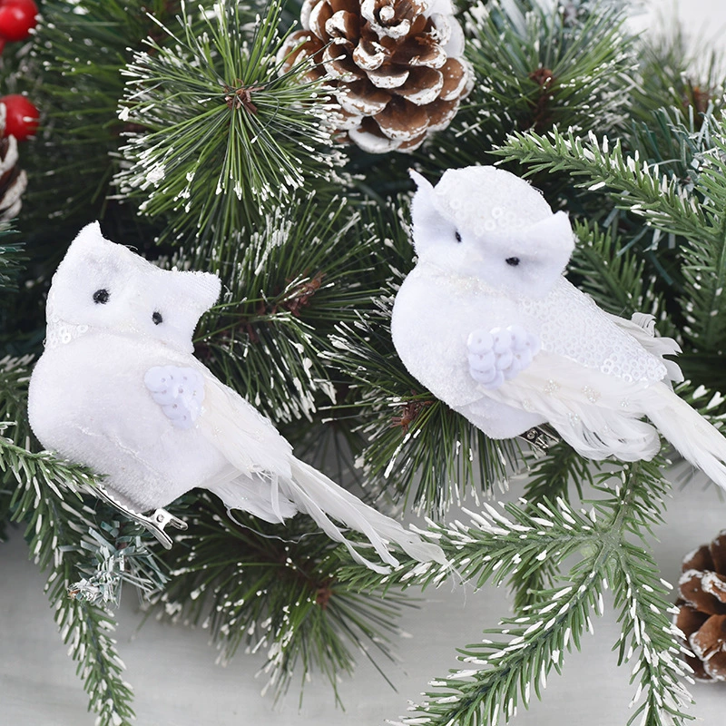 Simulation Owl Horticultural Christmas Decoration Bubble Feather Crafts Crafts Christmas Tree Decoration Swelling Spot Positive Wholesale