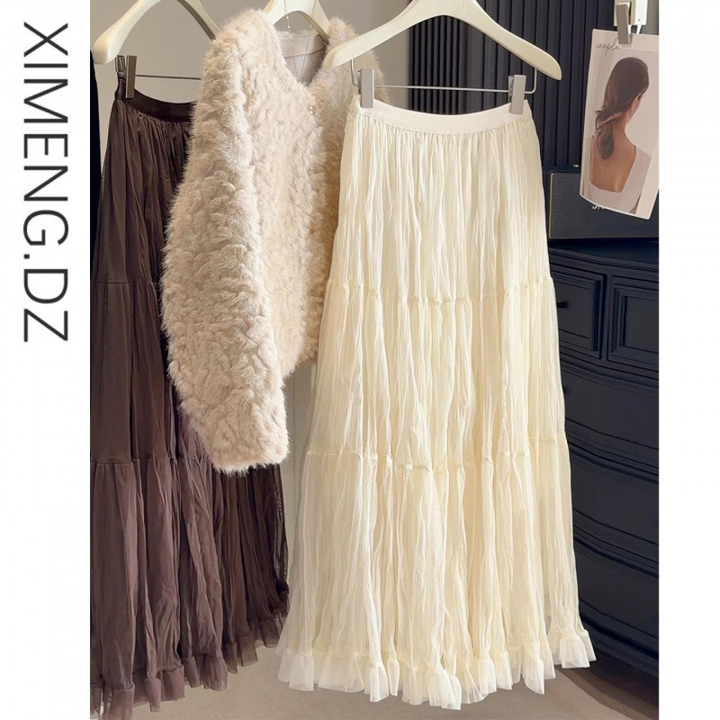 Super Stylish Women's Skirt 2026 Spring New Style Mesh High-Waisted A-Line Tiered Fairy Skirt Long Layered Fairy Skirt Super Stylish Women's Skirt 2026 Spring New Style Mesh High-Waisted A-Line Tiered Fairy Skirt Long Layered Fairy Skirt