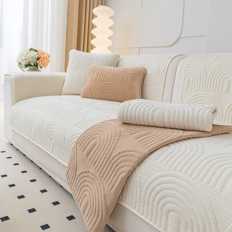 Sofa cushion winter plush non-slip cushion simple and universal 2022 new style cushion net celebrity leather sofa cover cover cloth