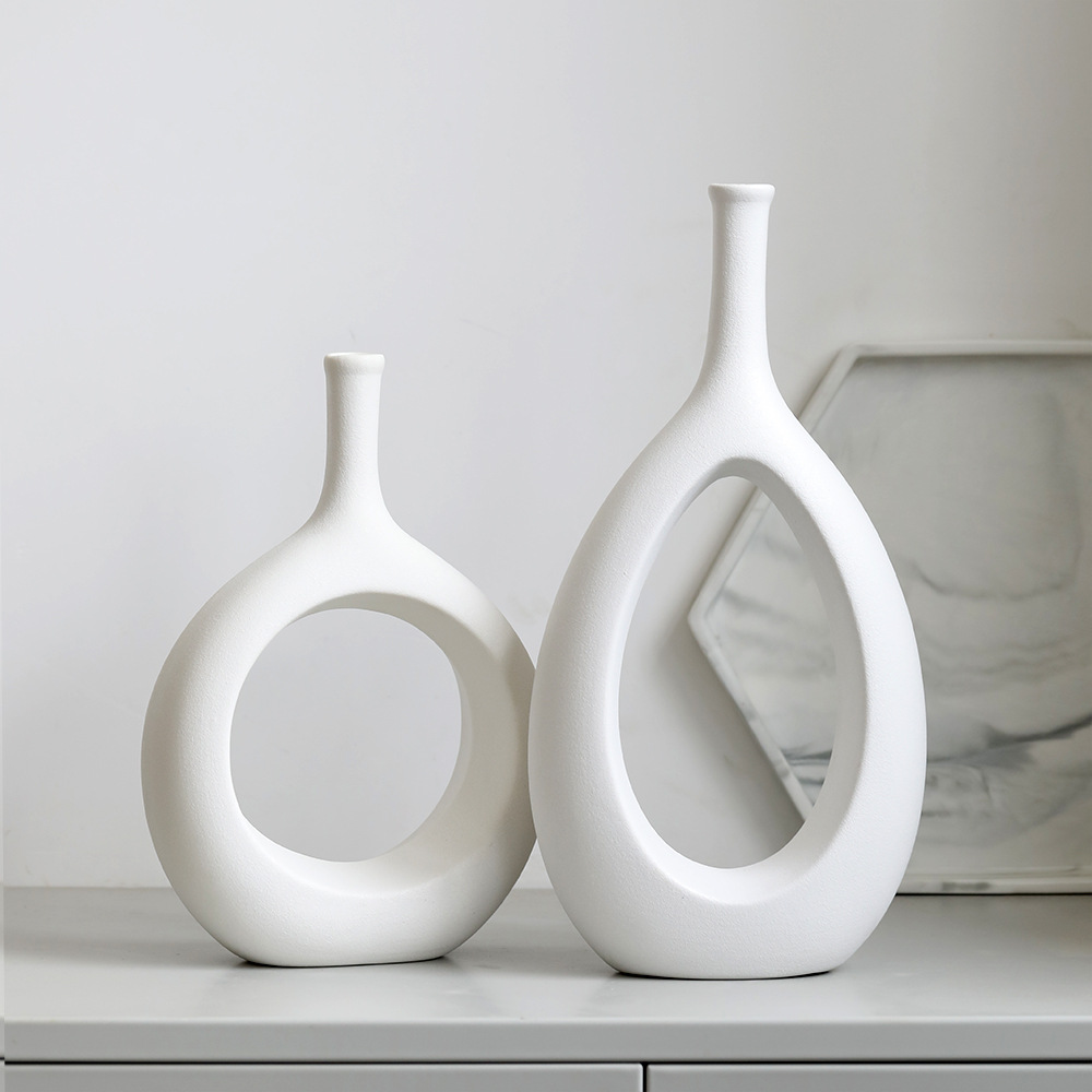 Nordic ceramic vase wholesale, Instagram-style small-mouthed decorative item for living room, floral arrangement, light luxury and sophisticated design, creative hydroponic flower pot