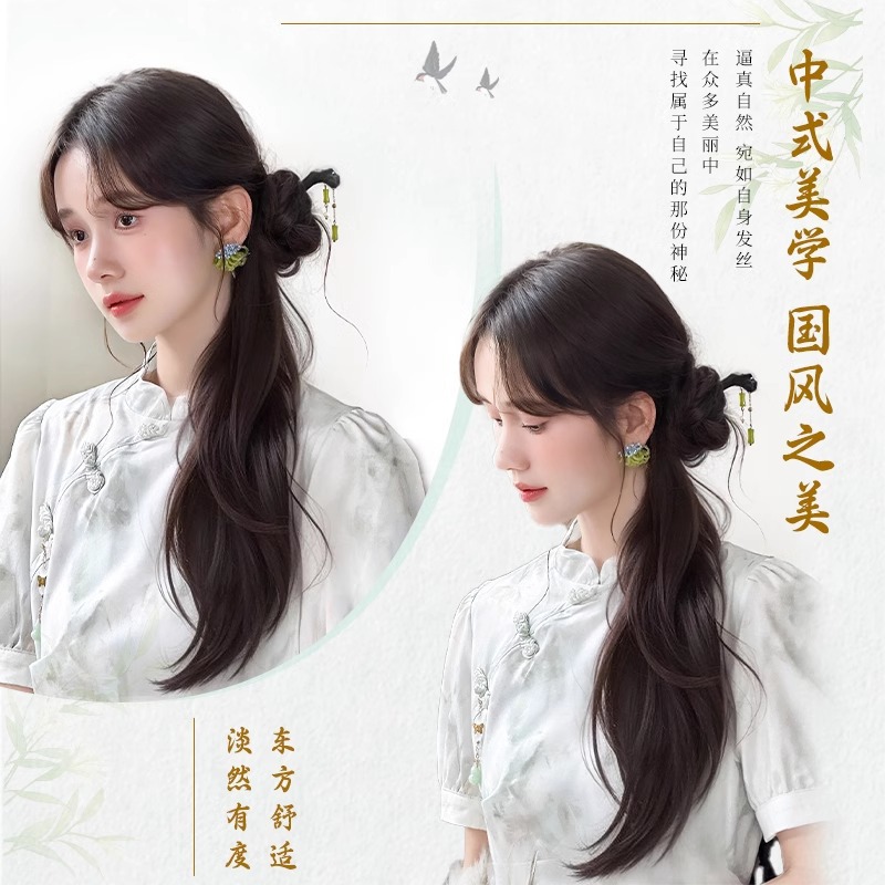 Nueva cola de caballo china ligera estilo nacional bola de clip de pelo de estilo antiguo agarrado adornamiento de cabello chino cheongsam trenzado lado cola de caballo