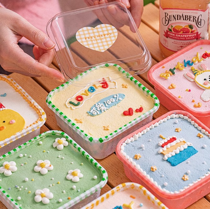 Caja de pastel mousse, caja cuadrada de tiramisu, embalaje transparente, dulces, caja de embalaje, pícnic, horneado.