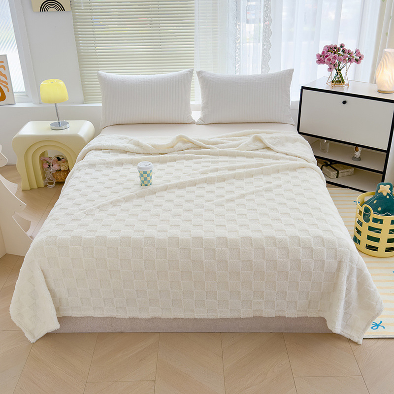 바둑판 담요 - 밀크 화이트