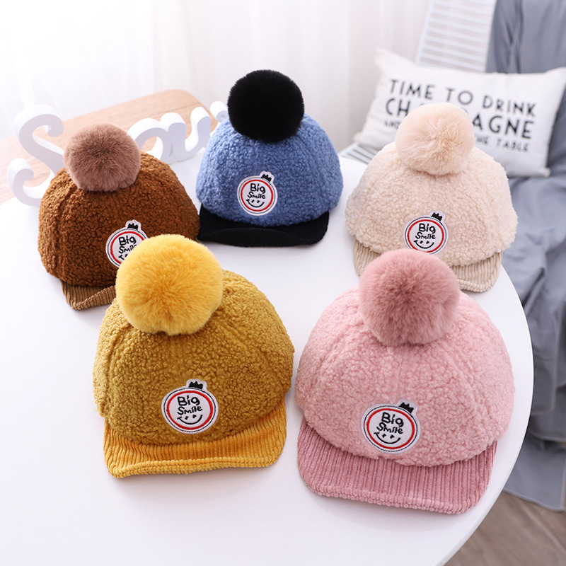 Autumn And Winter New Plush Hats Cute Children Brimmed Letter Caps display picture 1
