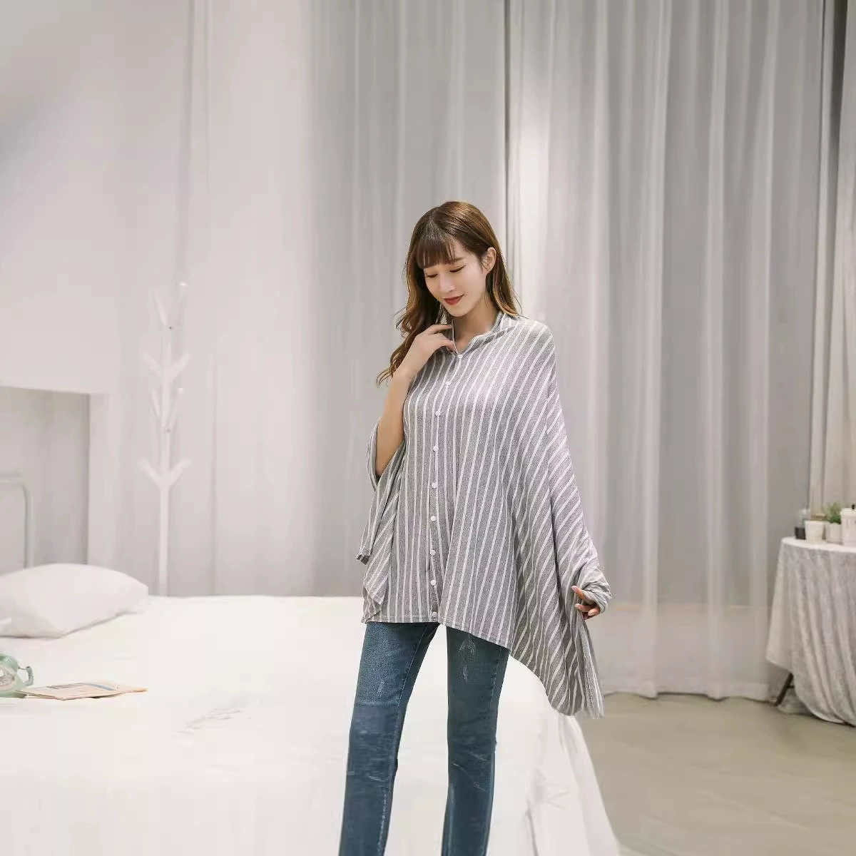 Шаль для беременных женщин для грудного вскармливания из чистого хлопка Послеродовое Грудное вскармливание Модное полотенце для грудного вскармливания Одежда для грудного вскармливания Ткань для защиты от ходьбы Шаль