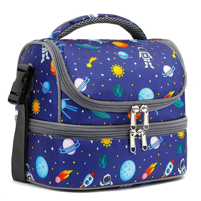 Hot selling children's ice bag spaceman double layer lunch bag large capacity insulation bag portable crossbody portable ice bag
