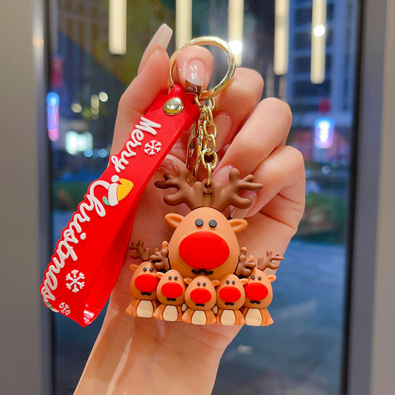 国境を越えたサンタクロースのキーホルダークリスマスペンダントクリスマスツリートナカイ人形バッグキーホルダープレゼント卸売り|undefined