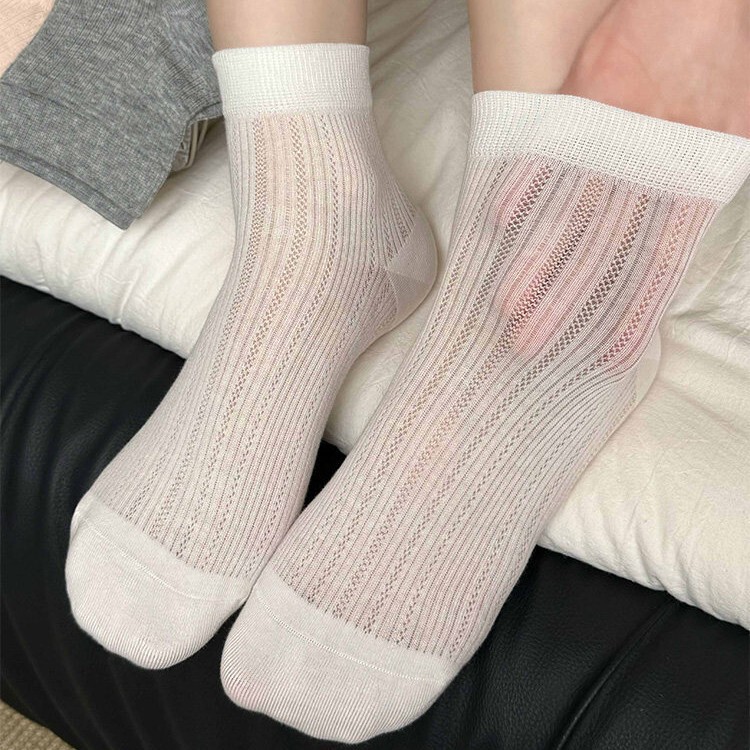 White Miu Ballet-Style Socks for Women, Summer Thin Mesh Breathable Short Socks, 2026 New Popular Cotton Summer Model