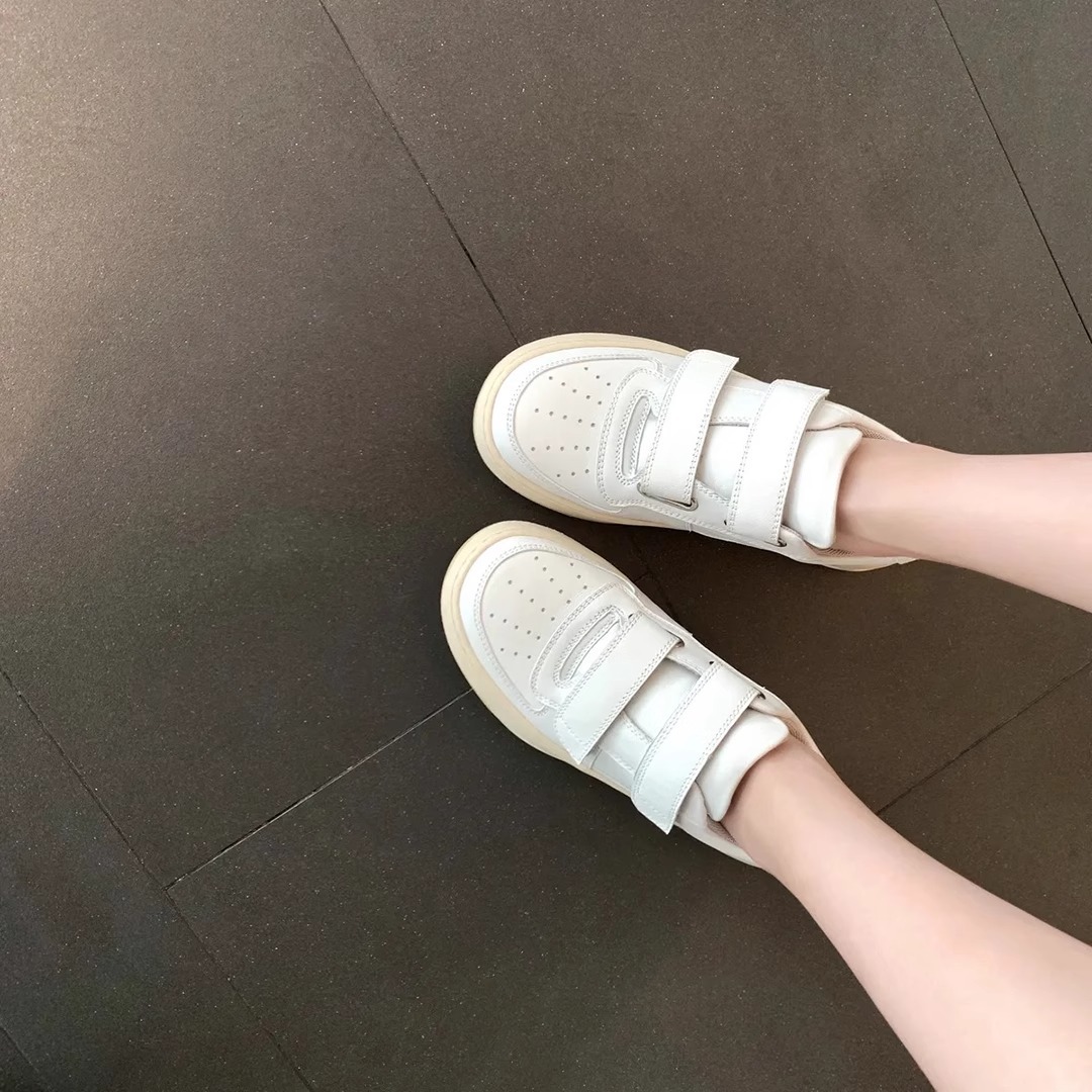 White Platform Skateboarding Trainers For Women Genuine Leather_voghion.com