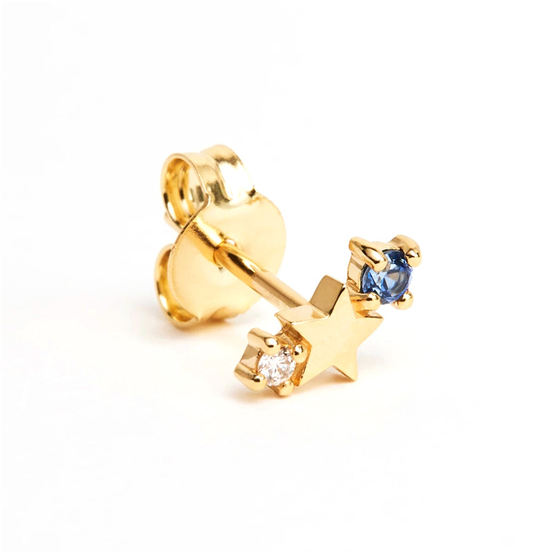 4g Weight Zircon Inlay Material Ear Studs Classification Daily Occasion 925 Sterling Silver Material Star Pattern Women'S Gender Plating Design Simple Style Style 925 Sterling Silver Zircon 925 Sterling Silver Earrings Star Ear Studs 12
