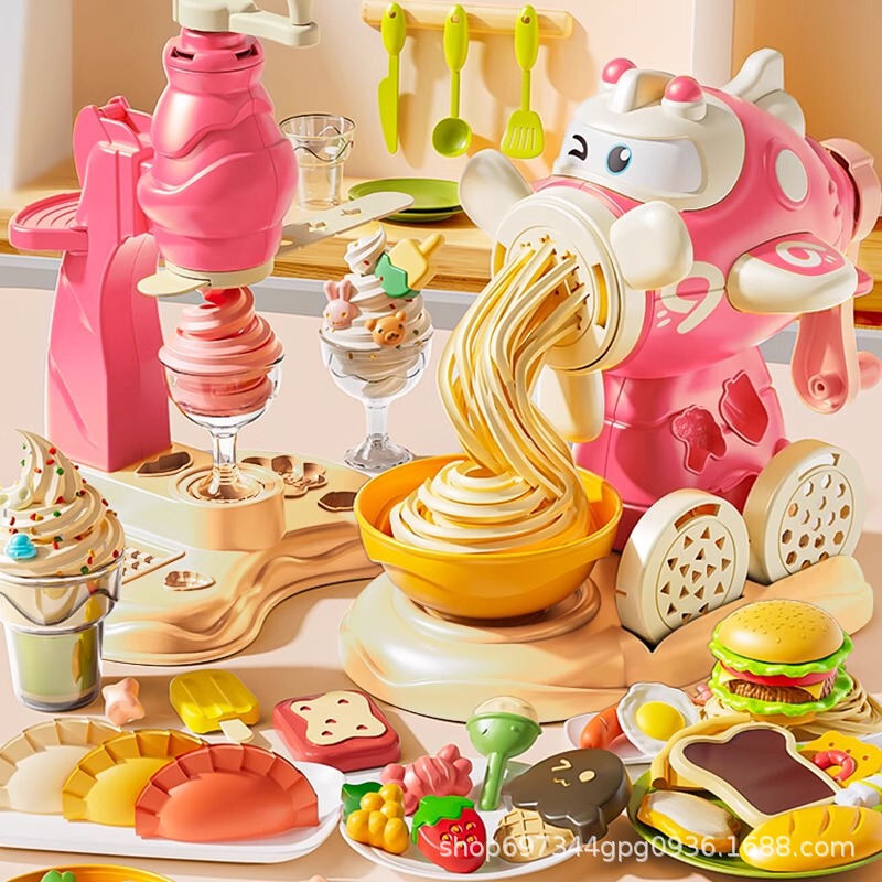 Children's Ice Cream Noodle Machine Toy Non-Toxic Flour Colored Clay Plasticine Mold Tool Set Food Grade Clay