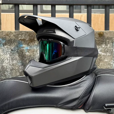 Motosiklet kaskı (dəbilqə) — Biking Downhill Full-Cover Helmet, All-Season - matt-titanium-gray-666-color-mirror-s