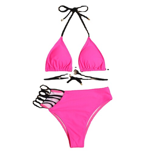 Amazon European and American new swimsuit women's split bikini swimsuit leopard print hollow swimsuit swimsuit bikini