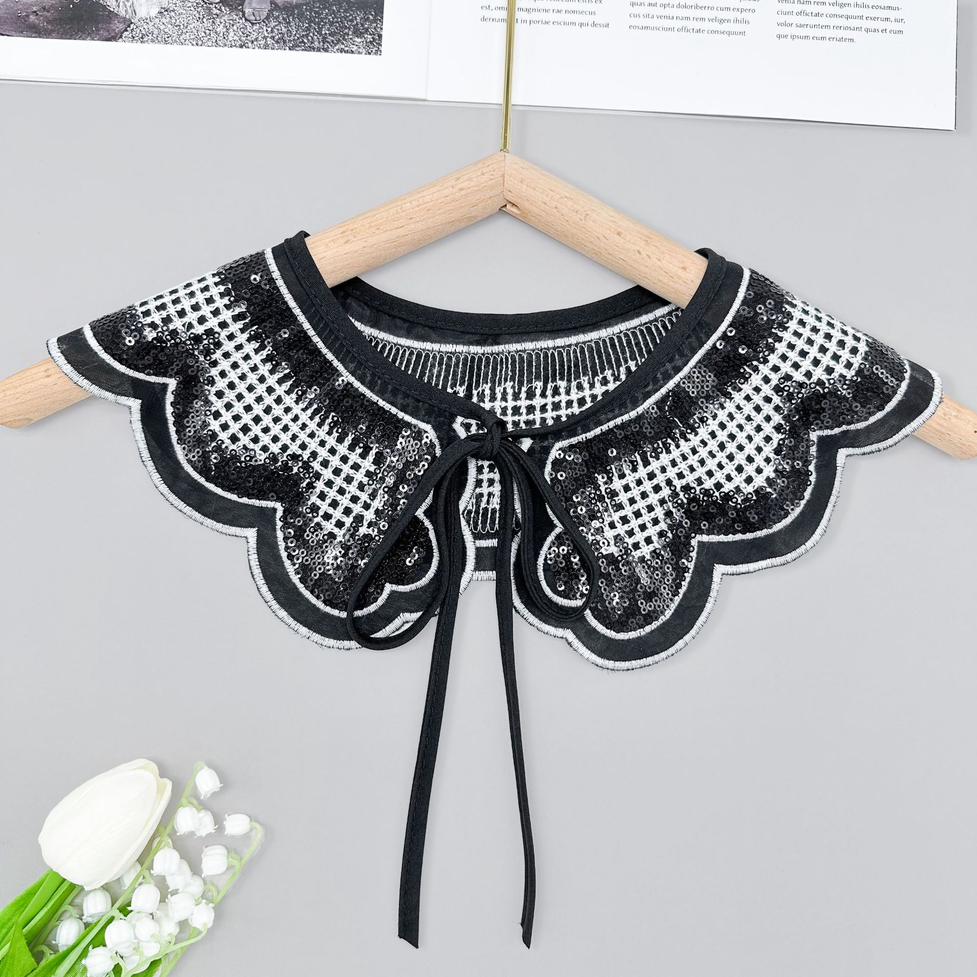 Otoño e invierno imitación de lana bordada cuello falso de los niños camisa de vestido suéter de encaje chaleco de estilo coreano cuello de muñeca