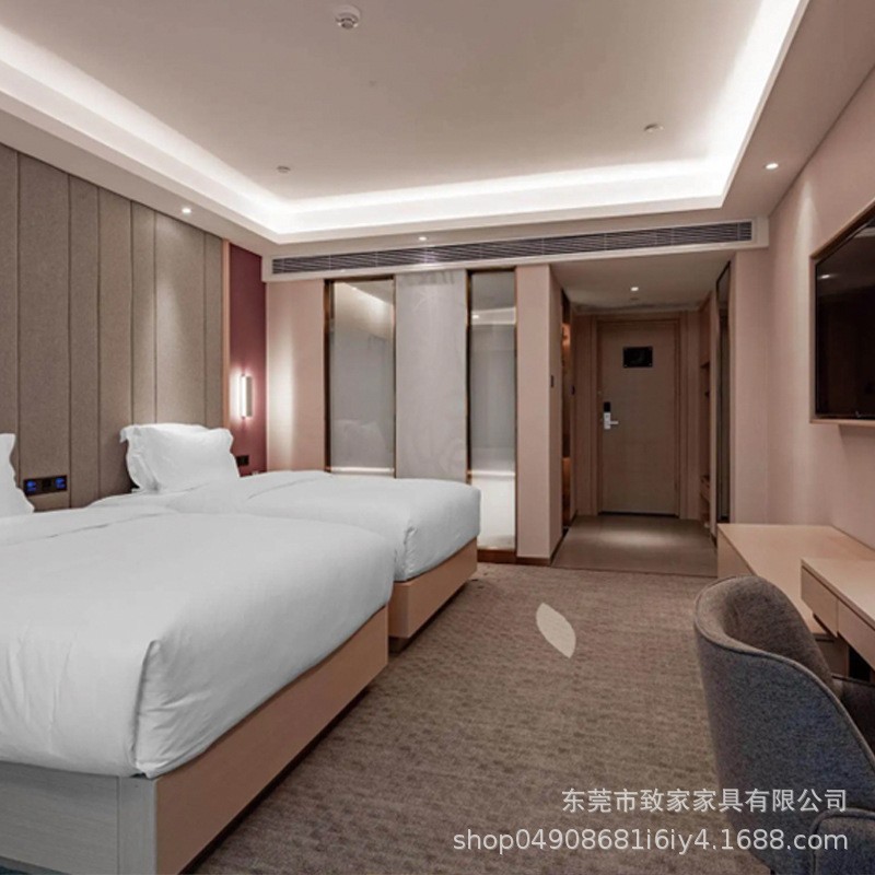 Hotel Apartment Furniture Full Set Custom Guest Room Big Bed Standard Guest Room Hotel Homestay Whole House Design and Production Source Manufacturer