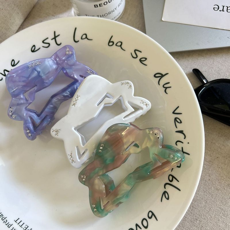 欣邑饰品醋酸板材星星镂空发抓后脑勺中号盘发抓夹百搭鲨鱼夹发饰|undefined