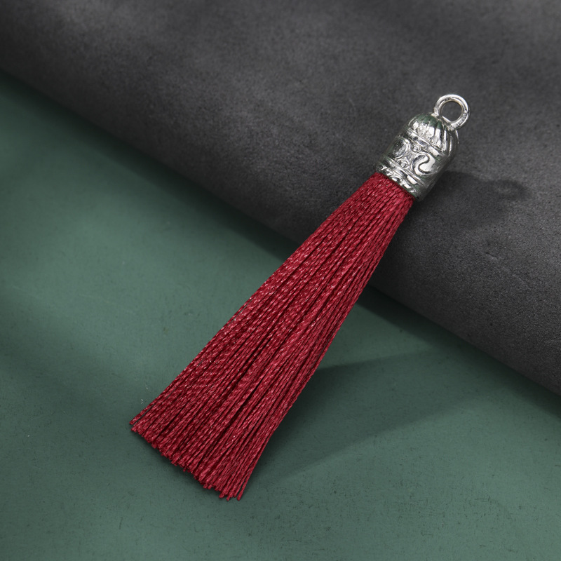 Tamaño pequeño tapa de aleación anillo borla DIY hecho a mano borla accesorios nudo chino Ropa Accesorios estilo antiguo colgante borla image 30