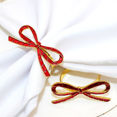 酒店餐具圣诞红色蝴蝶结餐巾环餐巾扣餐巾圈合金口布环厂家批发