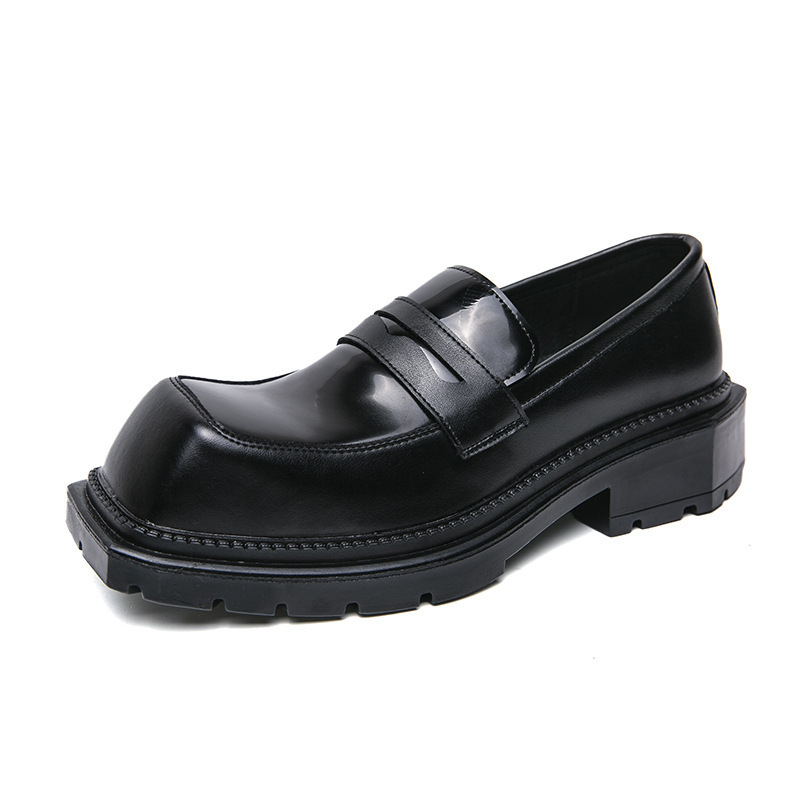 zapatos de cuero cabelludo de base gruesa para hombres británicos vientos casuales chaqueta de mejor hombre negro zapatos de derby de altura gruesa