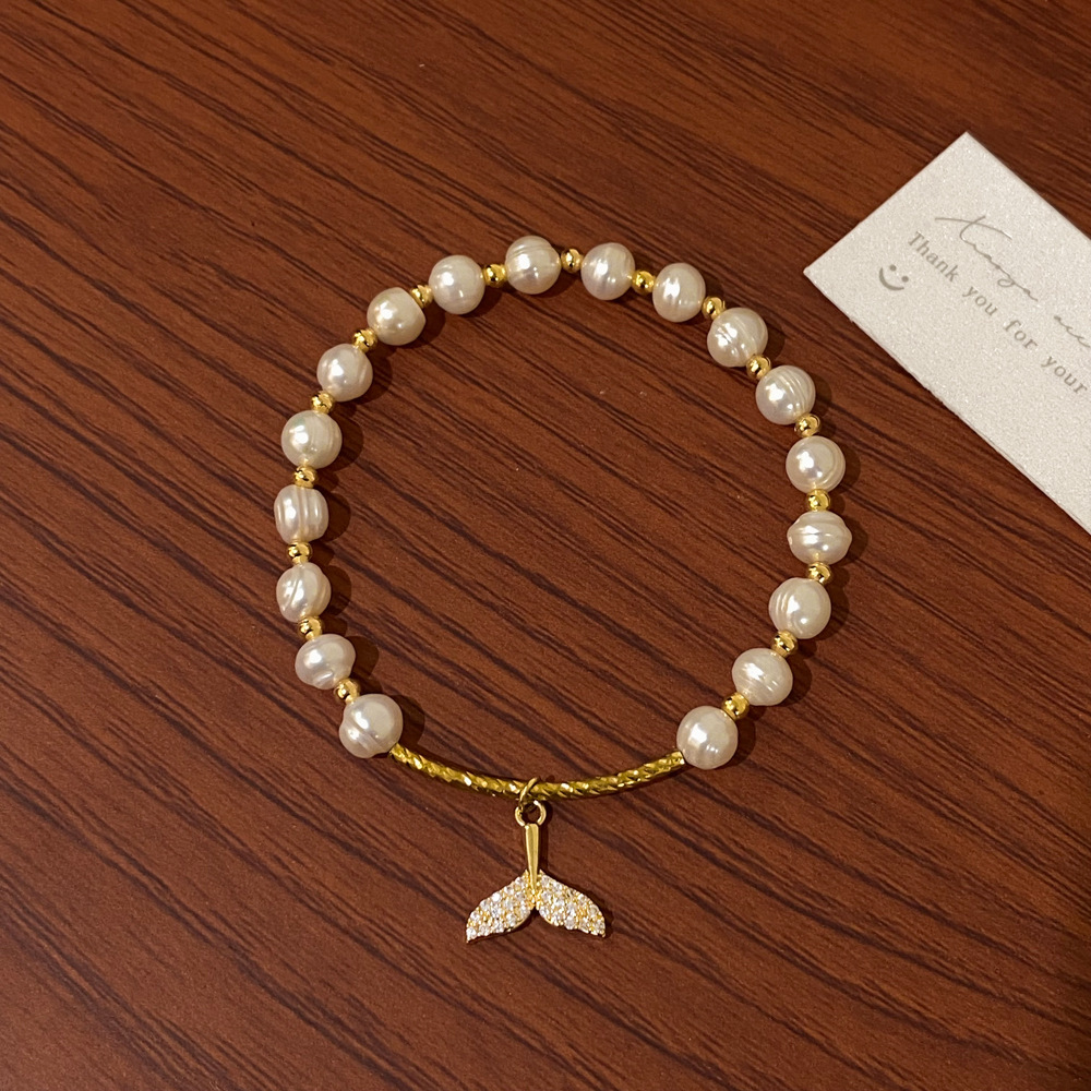 Shopping Occasion Freshwater Pearl, Copper Material Casual Bear Flower Freshwater Pearl Copper Plating Inlay Zircon Gold Plated Bracelets