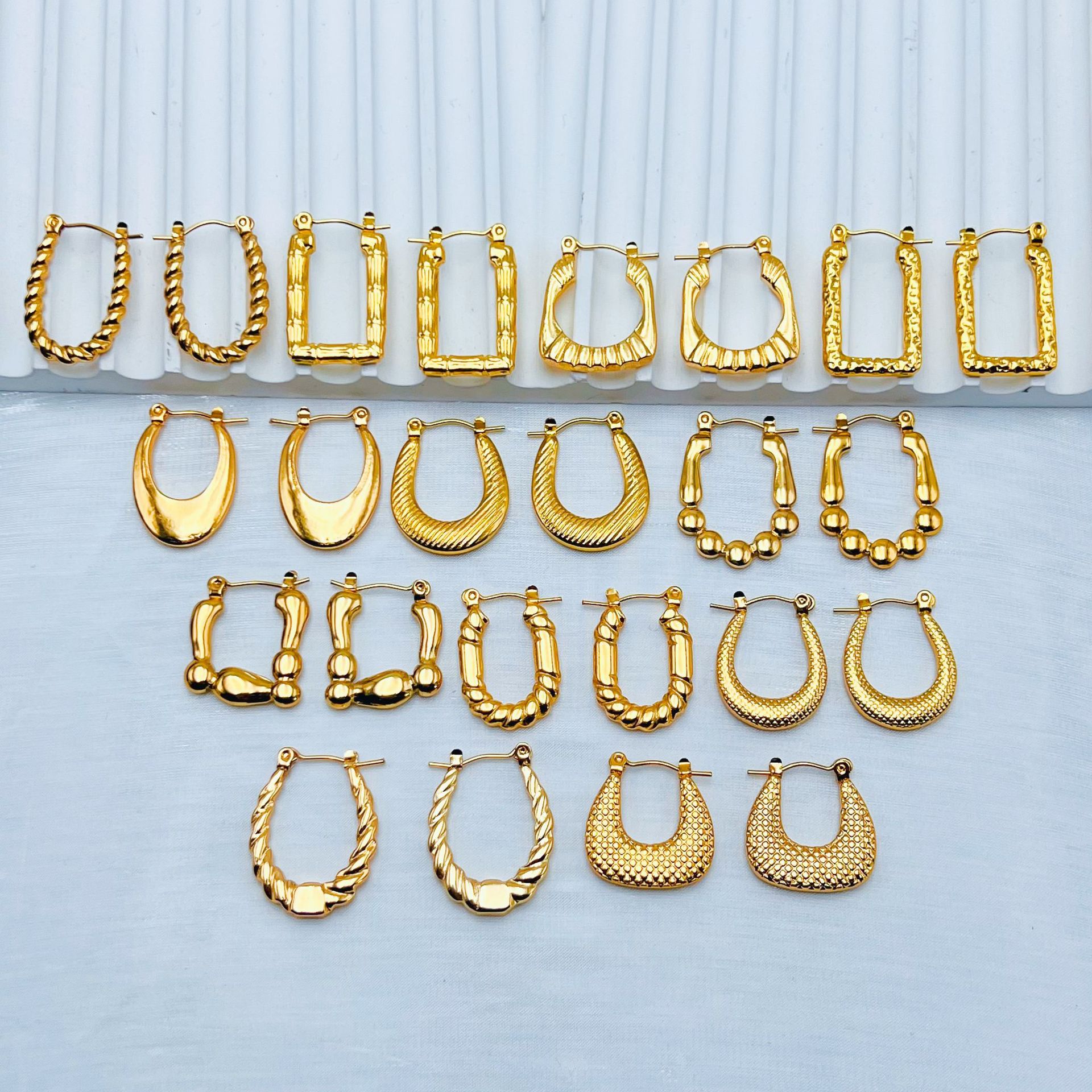 Ins European and American Fashion Exquisite Stainless Steel 304 Earrings Gold-Plated High-End Simple Versatile Earrings Wholesale High-End Feel