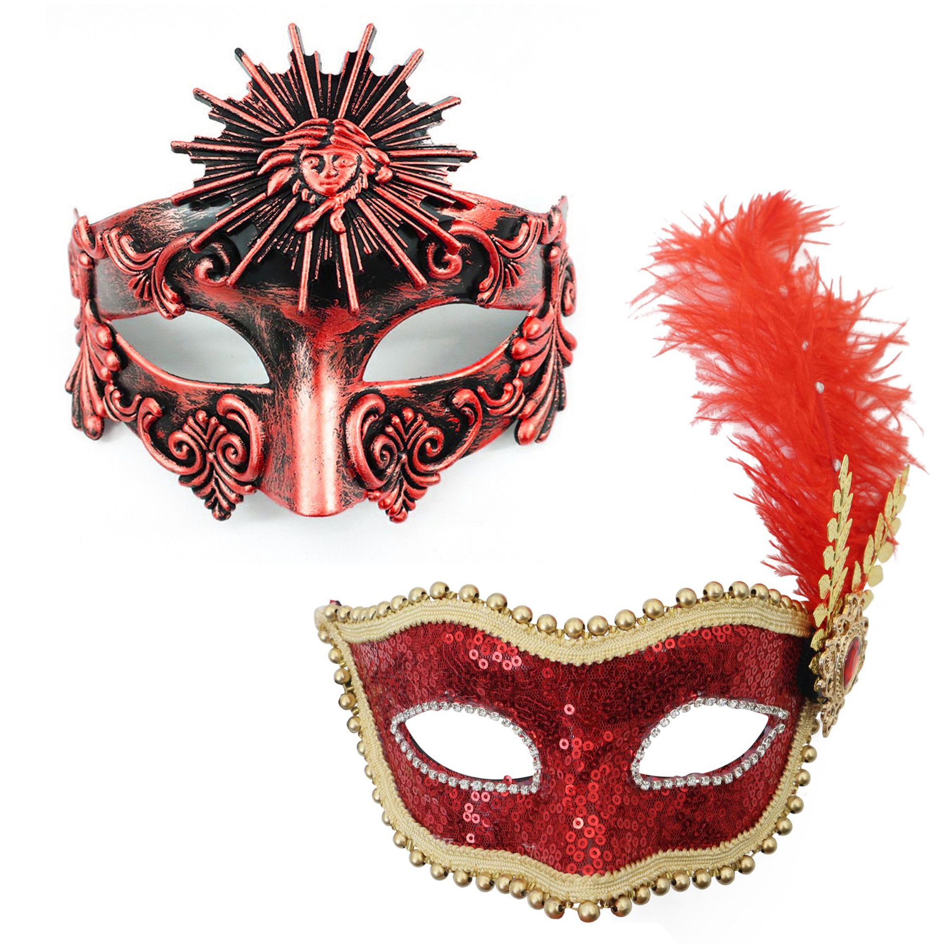 Amazon venta caliente carnaval borde lateral plumas metálicas mariposas retro máscaras de mitad de cara romana baile de maquillaje