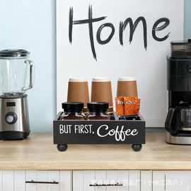 木质桌面收纳盒茶室咖啡包茶包储存盒多功能实木分格整理盒