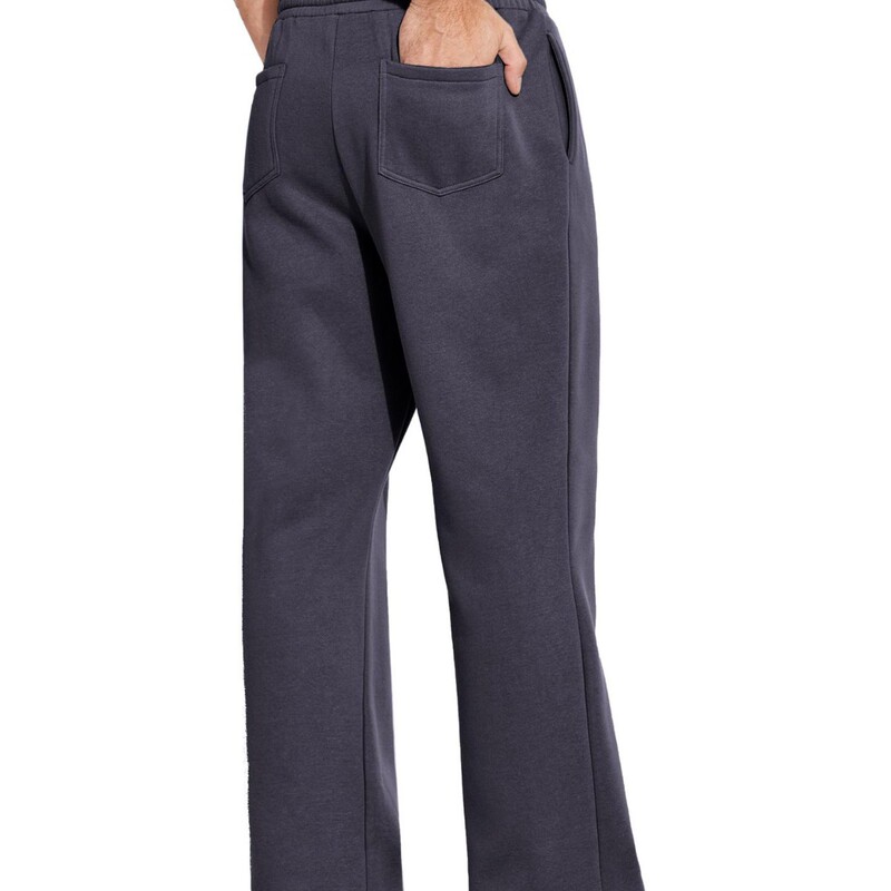 Men's Sweatpants Bottom Wide Leg Fluff Lined Sweatpants Elastic Waistband Loose Casual Cotton Pants